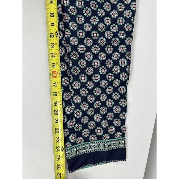 J. Crew Collection Low Rise Silk Capri In Navy Gold Geometric Print Pajama Sz 4 - Picture 11 of 12